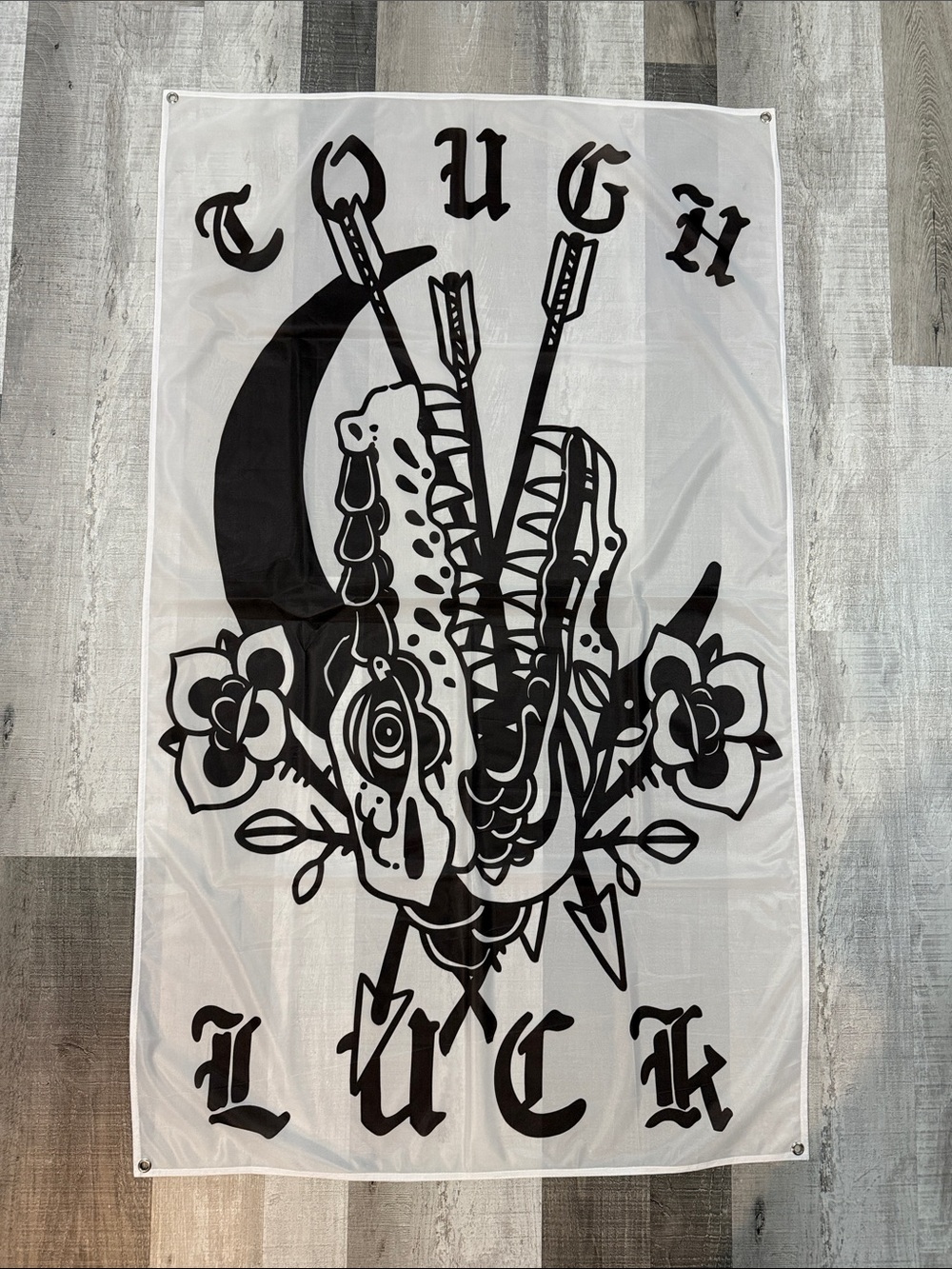 Black & White 'Tough Luck' Gator Graphic Wall Tapestry